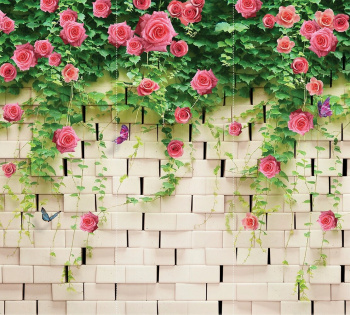 Фотообои Стена в цветах 300х270