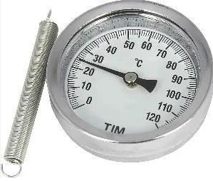 Термометр накладной с пружиной, 1/4", D 63 мм, 0-120 °С, TIM