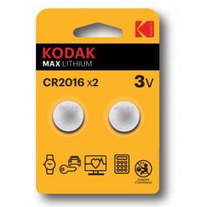 Батарейки Kodak CR2016-2BL MAX Lithium 2шт