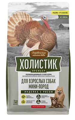 Корм Деревенские Лакомства Холистик д/соб мелк.пород Индейка/Рис 3кг