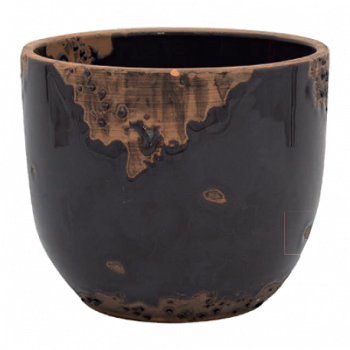 Кашпо керам. LUCCA EROSION NERO d13.5; h11 см черный под старину