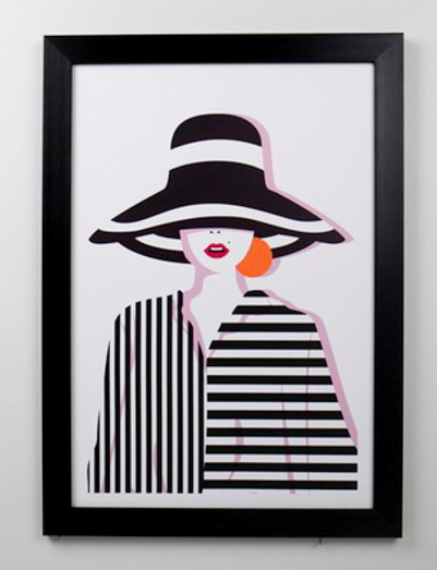 196352 Постер Девушка в шляпе 50х70х2см