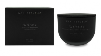 Свеча "Wax republic" Woody "Бергамот, роза, гардения" 9х9х10,5см