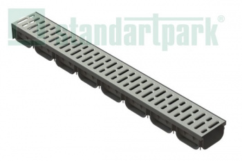 Лоток водоотводный Polymax S'park 2 DN100, 1000x125x70 решетка стальная штампованная