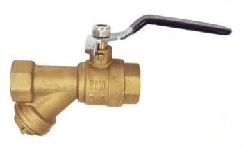 Кран шаровой с фильтром TIM DN-25 ВхВ, руч (FF1")