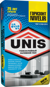 Полы наливные Юнис-NIVELIR (финишный) самовыравнивающие, слой 0,5-50мм 20 кг