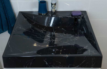 Раковина на стиральную машину Твистер 600х600 Черный мрамор, без сифона, с кронштейном