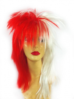 Маскарадный парик Красно-белый  (полиэстер) / размер универсальный арт.75473