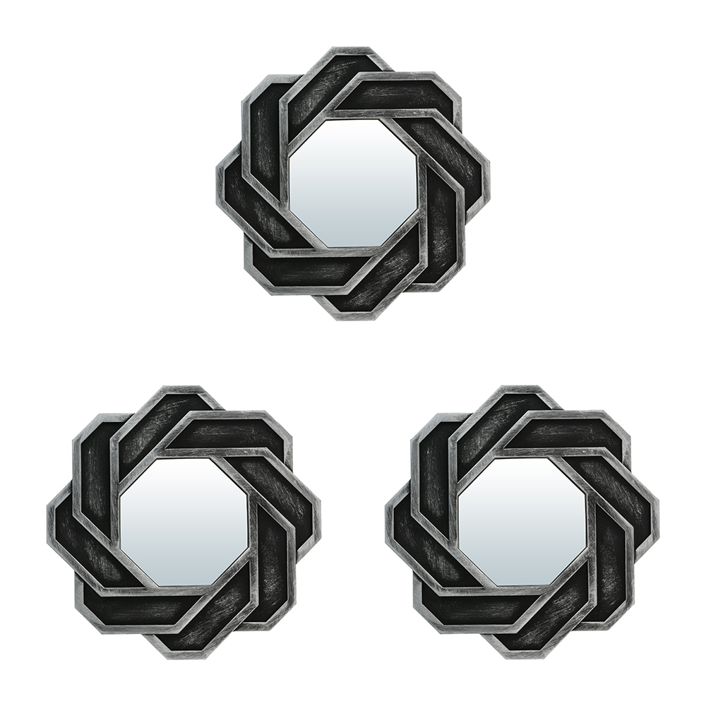 74046 Комплект декоративных зеркал Тулон, серебро, 3шт, D12 см