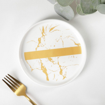 Тарелка пирожковая "Gold" 15х2 см, цвет белый