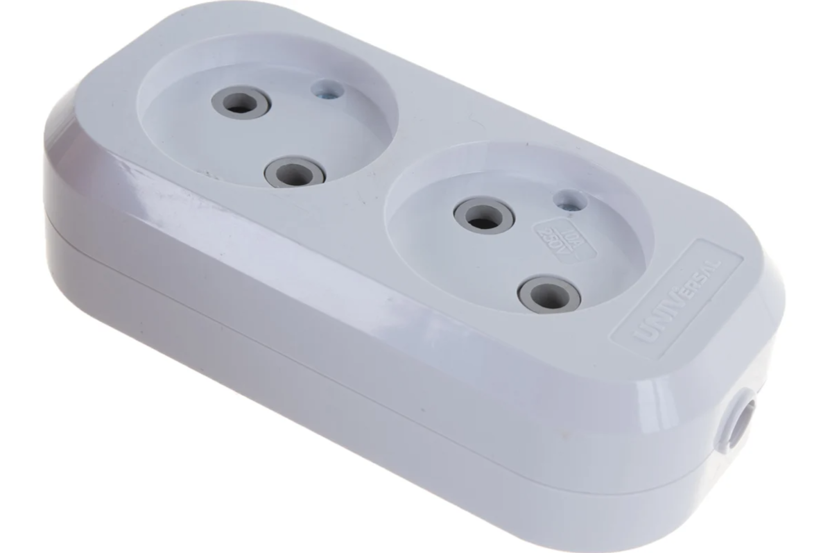 E202 Колодка UNIVersal 2 гн. б-з AБС-пластик (еврослот)