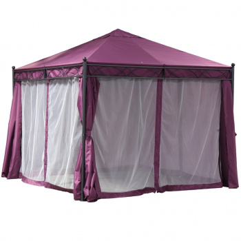 Шатер с москитной сеткой, фиолетовый, 3х3х2.7 м, четырехугольный, усиленный с плотными боковыми штор