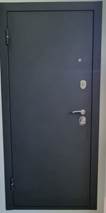 Дверь входная АФИНА 960*2050мм, левая, метал черный  шелк/ серый бетон зеркало