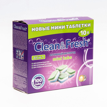 Таблетки для посудомоечных машин Clean&Fresh All in1 mini tabs 100 шт