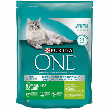 Корм сухой Purina ONE для кошек Индейка 200г