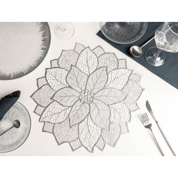 Салфетка сервировочная "Цветок" 45х45 см, цвет серебро   