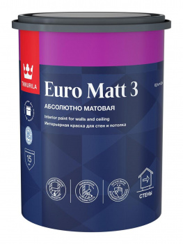 Краска интерьерная Tikkurila Euro Matt 3 глубокоматовая база С бесцветная 0,9л