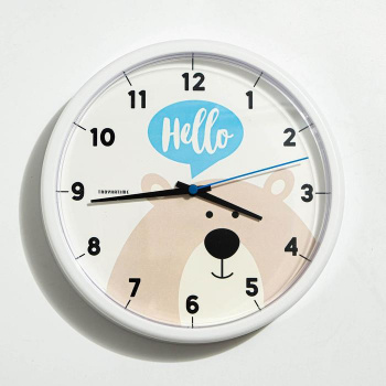 Часы настенные "Мишка", d=22.5 см. цвет:белый