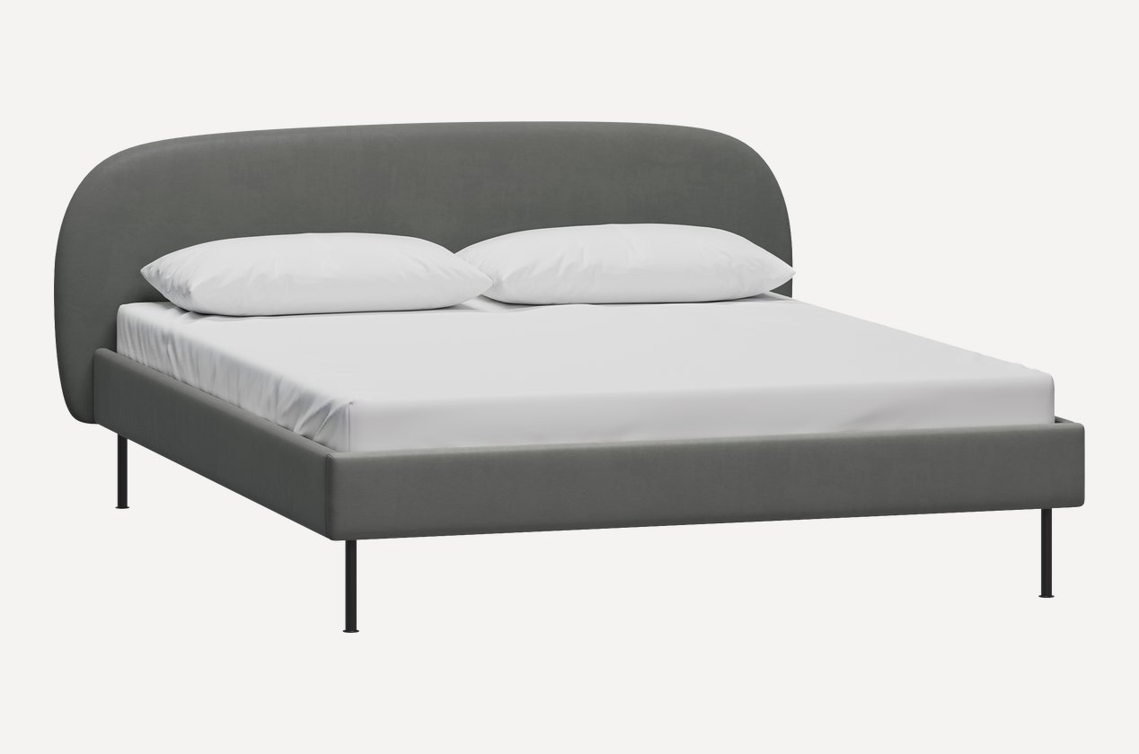 GP-00097379 Кровать Берта 140 Velvet Grey цвет серый, опоры черный