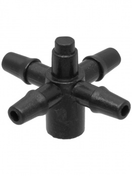 Разветвитель крестовой для капельного полива на 4 выхода 6 мм для микротрубки 3 мм 5 шт.