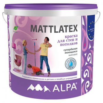 Краска латексная Альпа Маттлатекс моющаяся матовая белая 10л