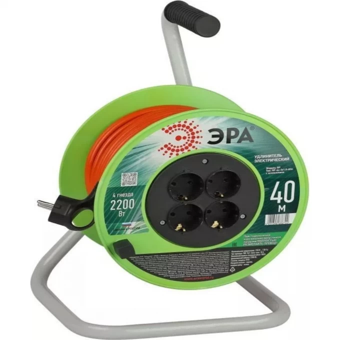 Screenshot 2024-08-14 at 10-22-45 Удлинитель силовой ЭРА Б0056100 RP-4e-3х1.0-40m на пластиковой катушке с заземлением 4 розетки 40м ПВС 3х1мм2 B00561