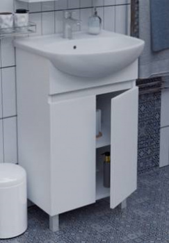 Тумба напольная Pico 50 цвет белый с раковиной Элегия 50