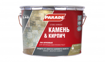 Лак акриловый для камня Parade L40 на растворителях Камень&Кирпич глянцевый 10л