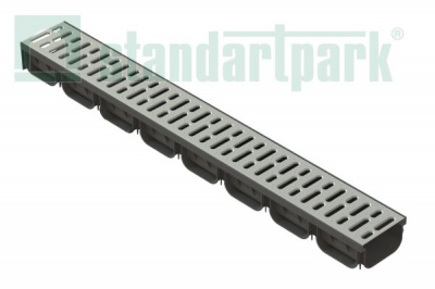Лоток водоотводный Polymax S'park 1 DN70, 1000x90x90 решетка стальная штампованная