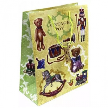 Бумажный пакет Игрушки для сувенирной продукции, с ламинацией, с шириной основания 12,5 см, плотност