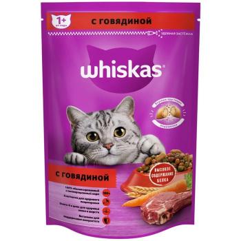 Сухой корм Whiskas для кошек говядина подушечки 350 г 