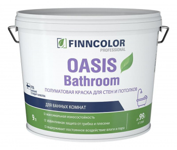 Краска влагостойкая Finncolor Oasis Bathroom полуматовая база А белая 9л