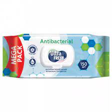 Салфетки влажные Ultra Fresh Antibacterial с клапаном 150