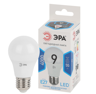Лампа светодиодная ЭРА STD LED A60-9W-840-E27 9Вт груша нейтральный белый свет Е27