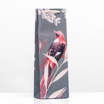Пакет подарочный под бутылку "Pink Bird" 12 х 36 х 8,5 см 