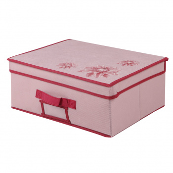 Короб для хранения "Хризантема", Д400 Ш300 В160, розовый, бордовый