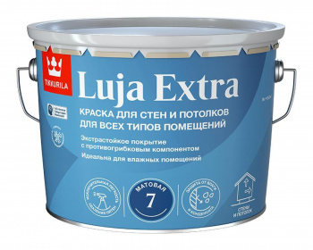 Краска моющая экстра-стойкая Tikkurila Luja Extra матовая база С бесцветная 9л