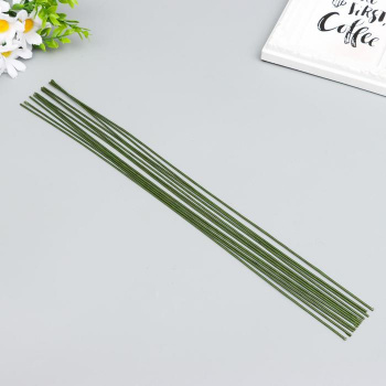 Проволока для творчества "Florico" 1.6 мм, 12 шт, 40 см, в бумажной оплётке, зелёный 