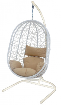 Кресло подвесное Кокон XL цв.корзины черный, цв.подушки бежевыйм.н. 120 кг