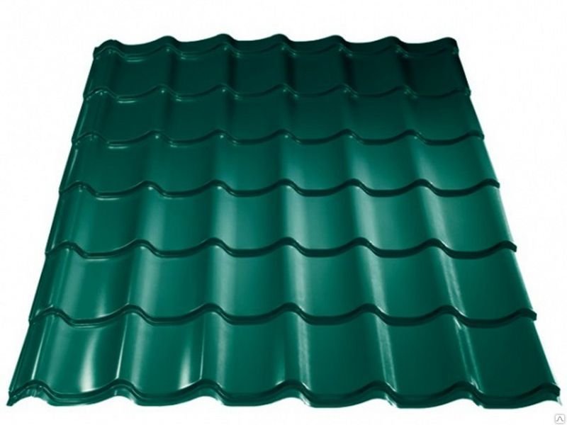 Металлочерепица Монтеррей 1,18х2,5м 0,45мм Зеленый мох RAL6005