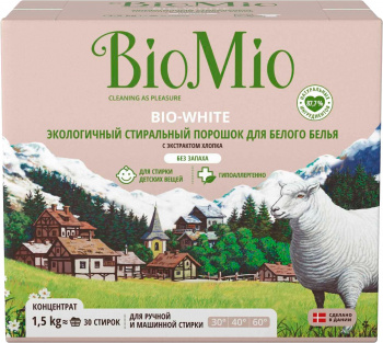 Стиральный порошок  BioMio, для белого белья, 1,5кг.