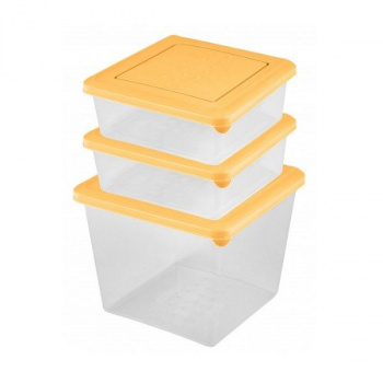Комплект контейнеров для продуктов "Asti" квадратных 0,5л+0,5л+1л (бледно-желтый)