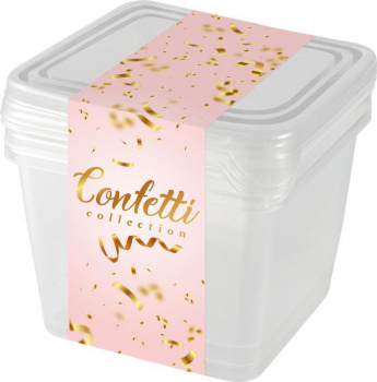 Набор контейнеров для заморозки Plast Team Confetti 0,75л 3шт натуральный
