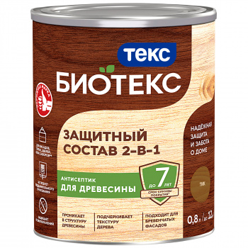 Антисептик декоративный Bioteks для дерева 2в1 тик 0,8л