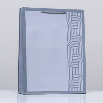 Пакет подарочный "Деловые линии серый", 33 х 42,5 х 10 см 