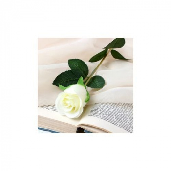 Цветок искусственный "Бутончик розы" 5х50 см белый   