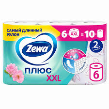 Бумага туалетная "Zewa Plus" 2-х сл.XXL Цветы 6шт