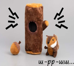 Комплект игрушек WOGY д/собак: игрушка-шуршалка Полено 22х10см,Белочка-пищалка, желудь
