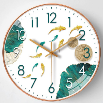 Часы настенные "Рыбки", белый-зелёный d-30 см