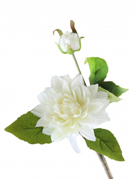Цветок искусс. Георгина Белая из ткани (искусств шелк, полиэтилен) 61х12х12см